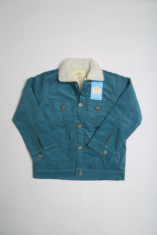 Teal Corduroy inner fur jacket