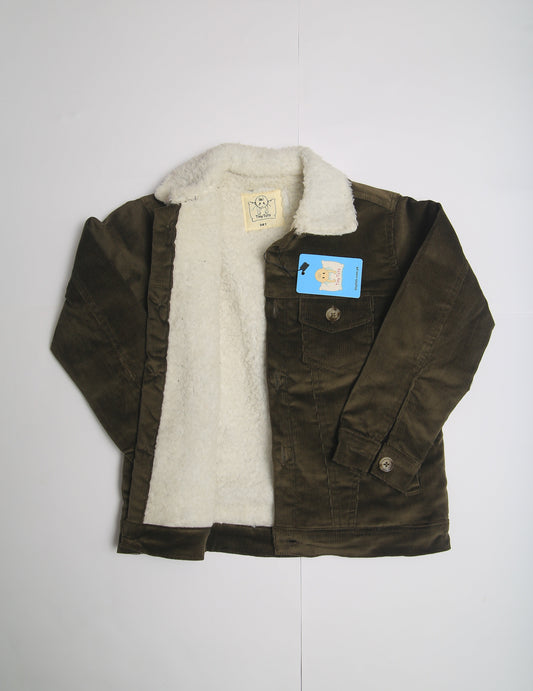 Corduroy inner fur jacket - Coffee Brown