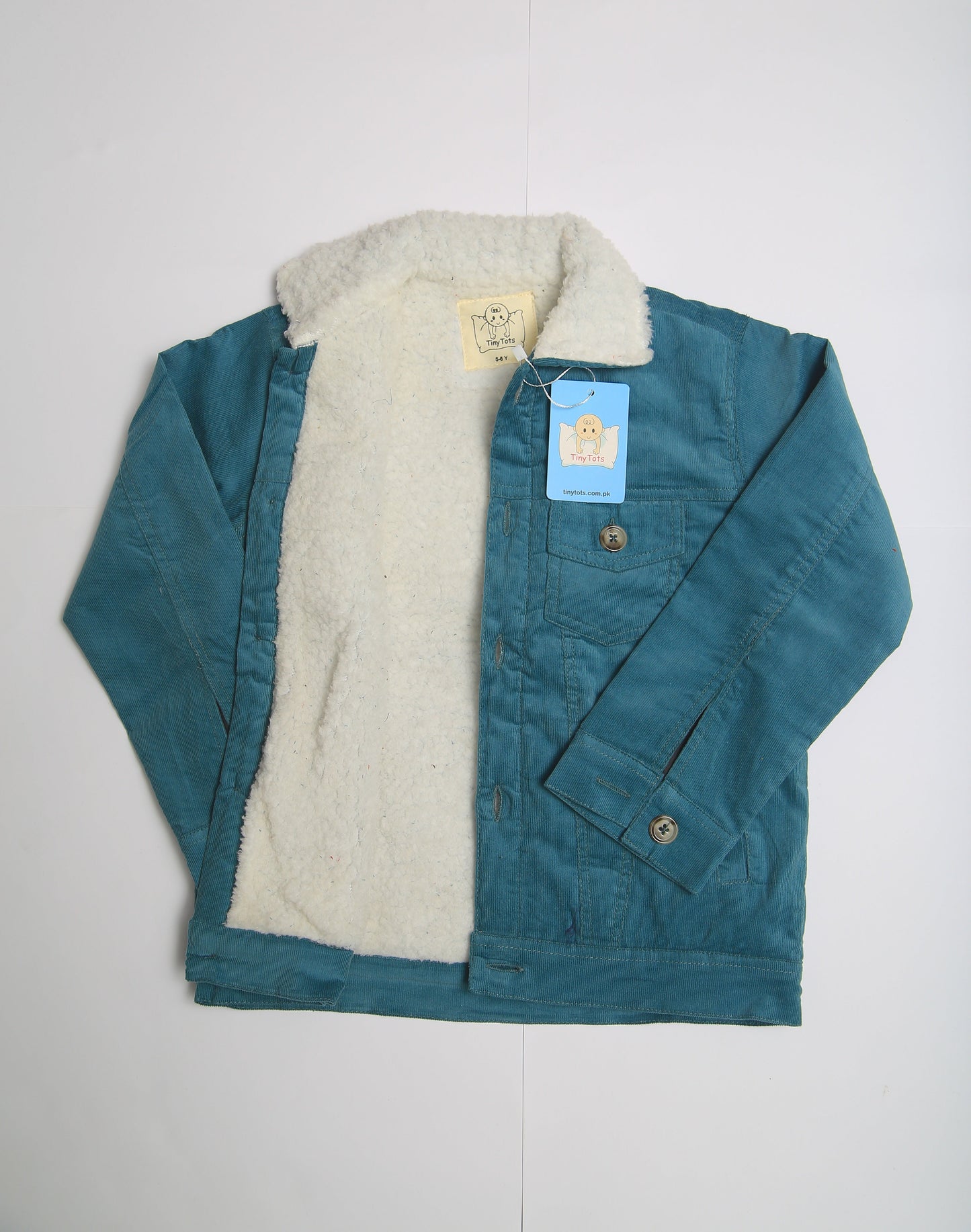 Teal Corduroy inner fur jacket