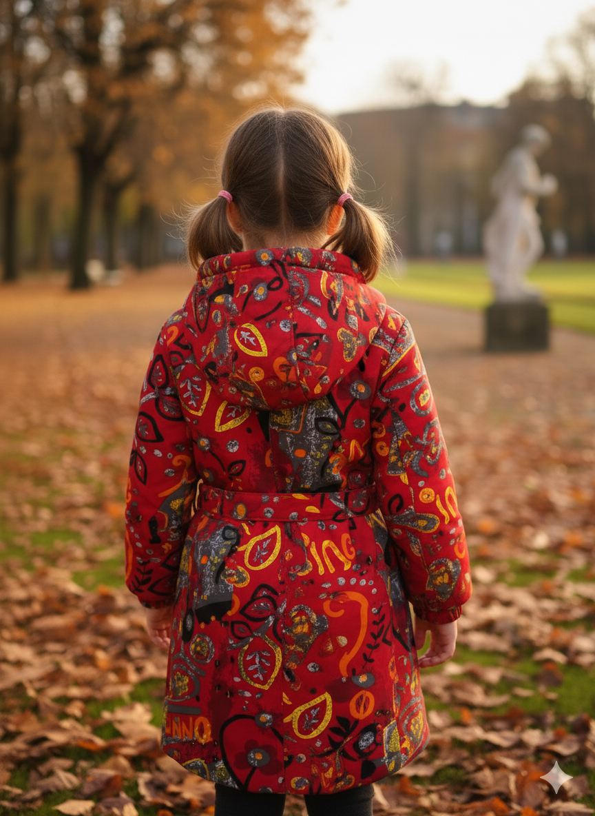 Printed Long Coat With Full Inner Furr