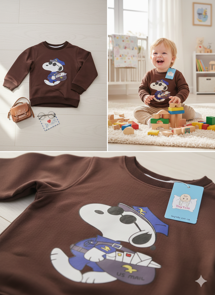 Snoopy Brown Premium Fleece SweatShirt