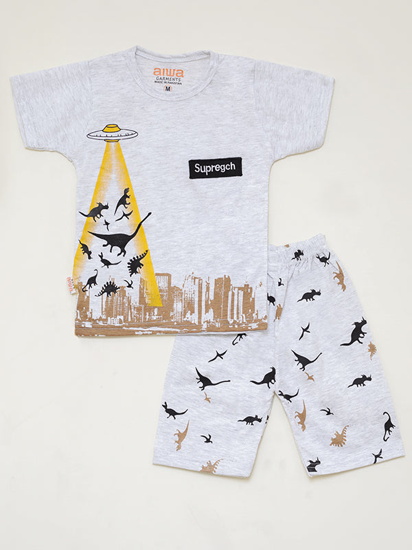 Dinosaur graphic suit - yellow