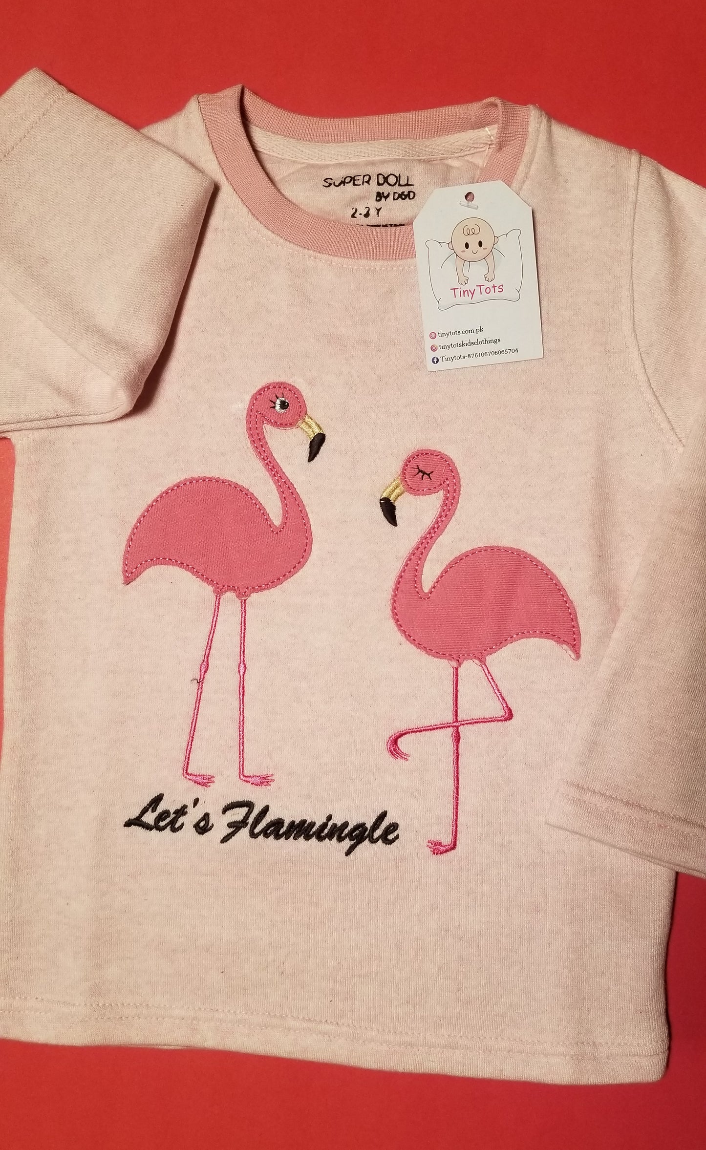 Flamingo 3D Embroidered Fleece Sweat Shirt