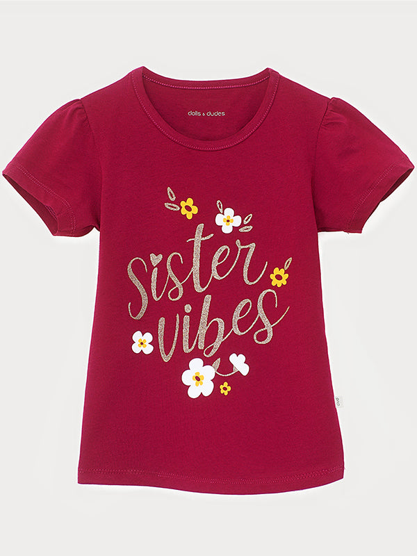 Sister Vibes Fluffy Sleeves Tee