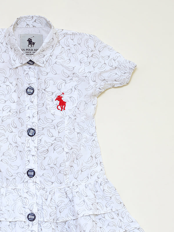 White frilled polo dress