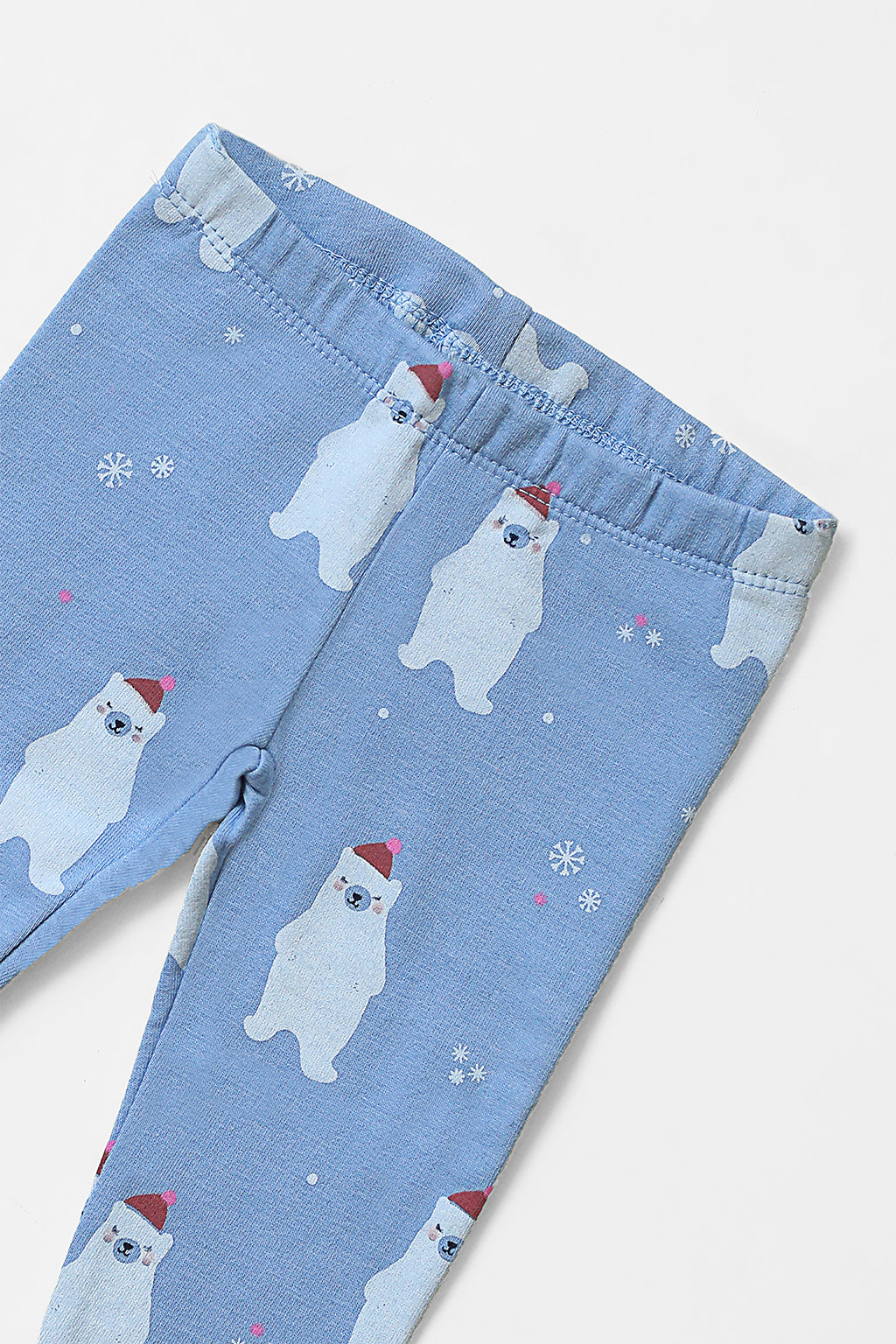 Snow Bear Blue Printed Fleece Pajama