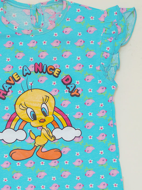 ZOCHEE tweety rainbow blue shirt