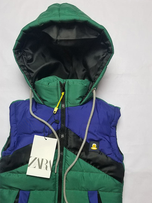 Sleeveless Puffer Jacket - Green & Blue