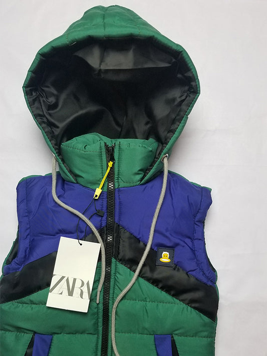 Sleeveless Puffer Jacket - Green & Blue