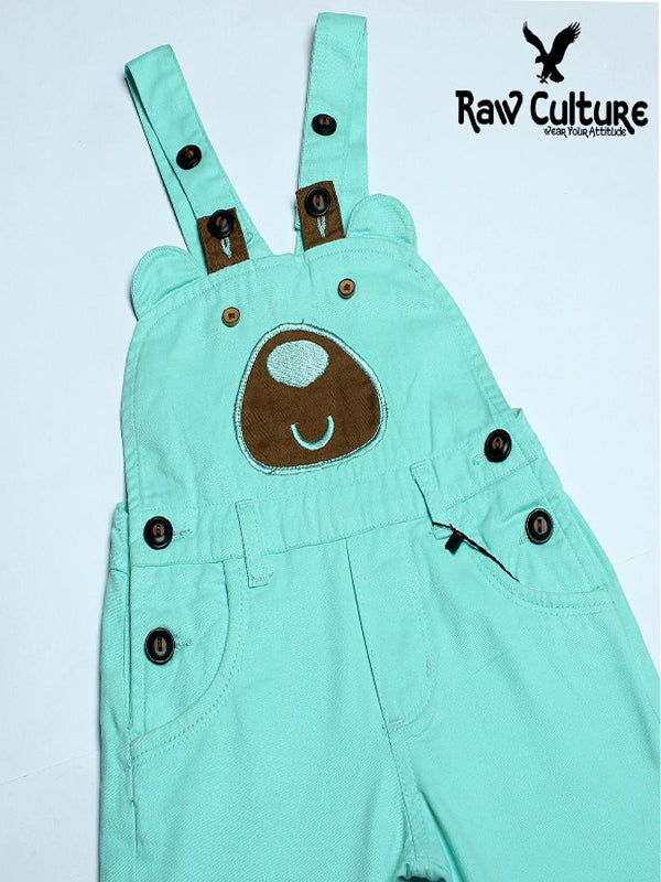 Denim Cotton Bear Face Dungaree - Basic Blue