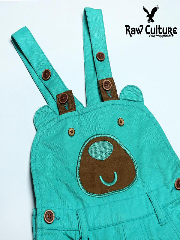 Denim Cotton Bear Face Dungaree - Sold Aqua