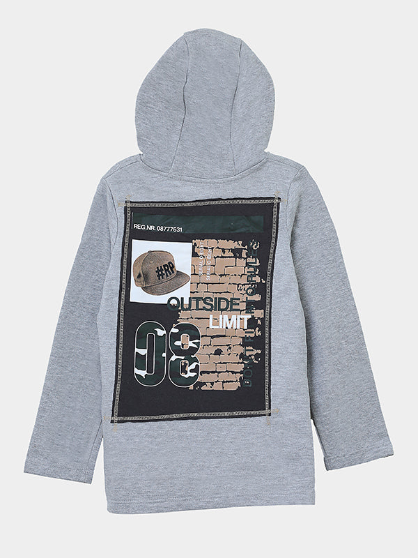 Grey Fleece Hoodie with Back Graphic