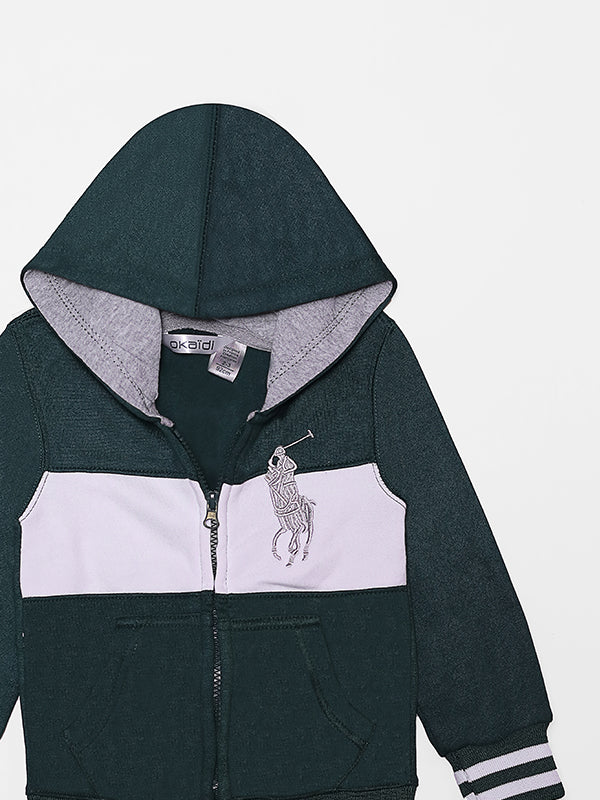 Polo Fleece Zipper Hoodie - Green