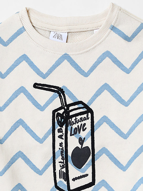 Zigzag Graphic Double Fleece Sweat Shirt