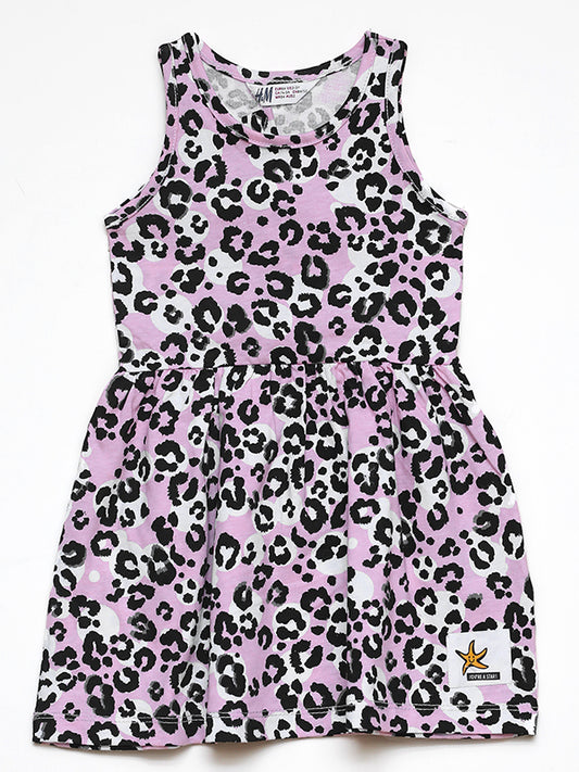 H&M pink cheetah print jersey dress with headband