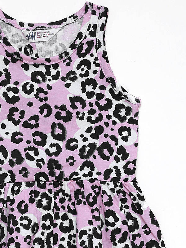 H&M pink cheetah print jersey dress with headband