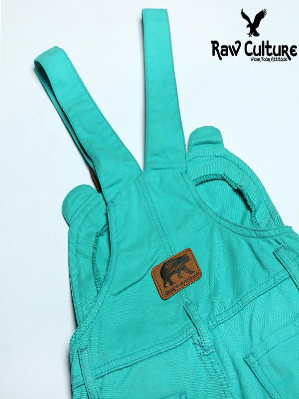 Denim Cotton Bear Face Dungaree - Sold Aqua