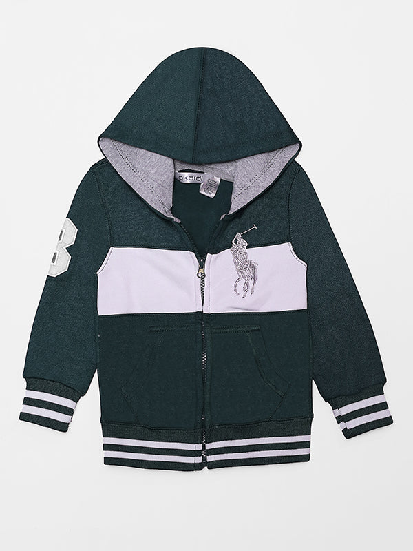 Polo Fleece Zipper Hoodie - Green