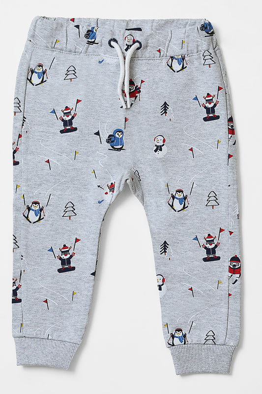 Infants Snow Man Grey Fleece Pajama