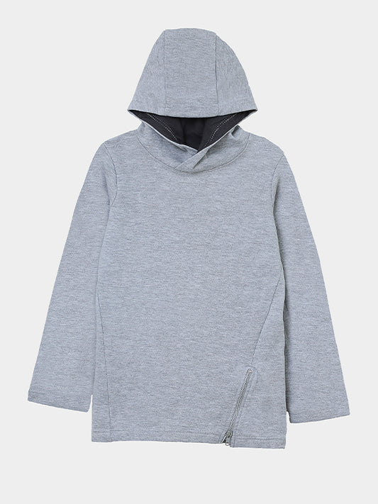 Grey Fleece Hoodie with Back Graphic