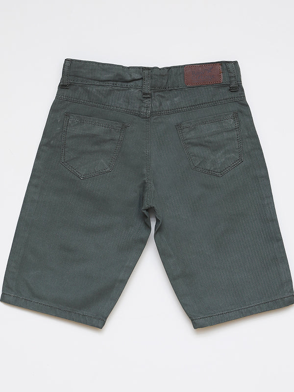 Denim cotton short - Olive Green