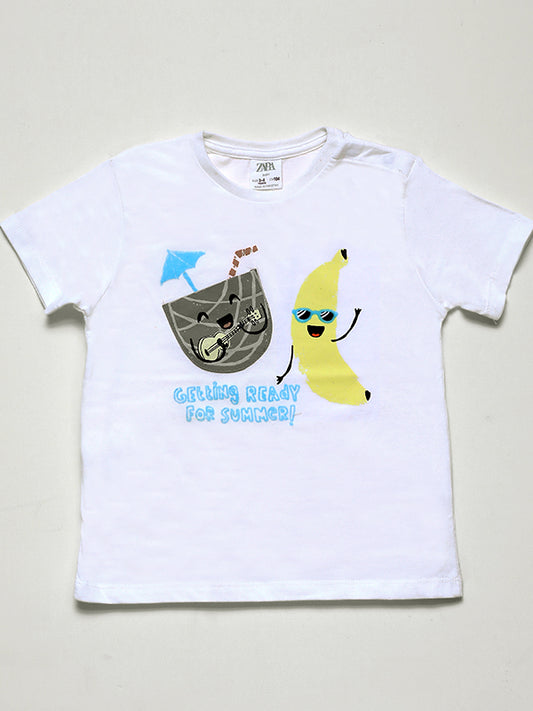 ZARA beach graphic Front Pocket Tee