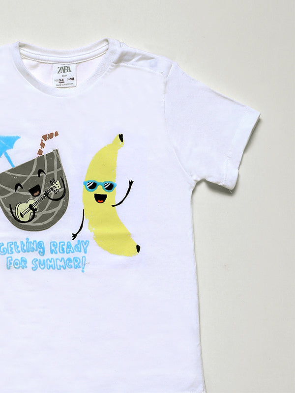 ZARA beach graphic Front Pocket Tee