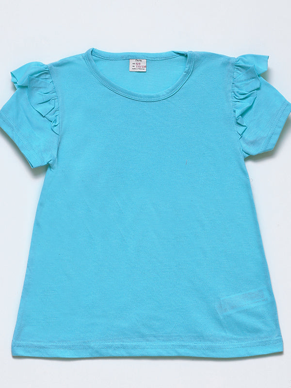 Zara green plain Tee with puffy sleeves