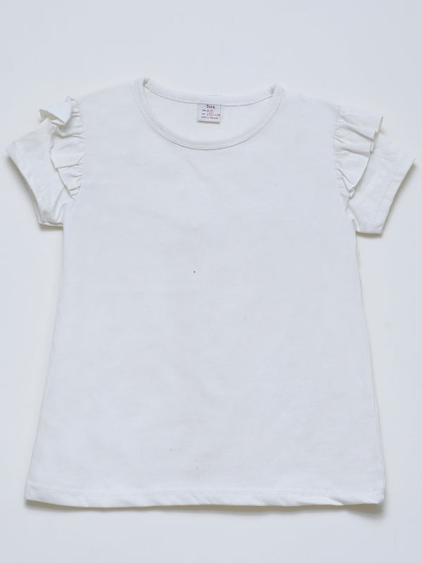 Zara off White plain Tee with puffy sleeves