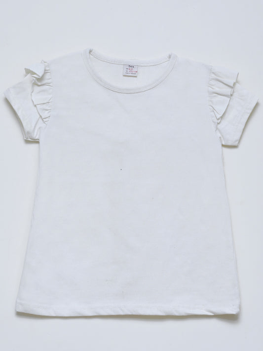 Zara off White plain Tee with puffy sleeves