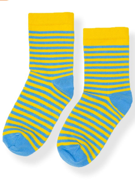 Blue & Yellow Lining Crew Socks - P07