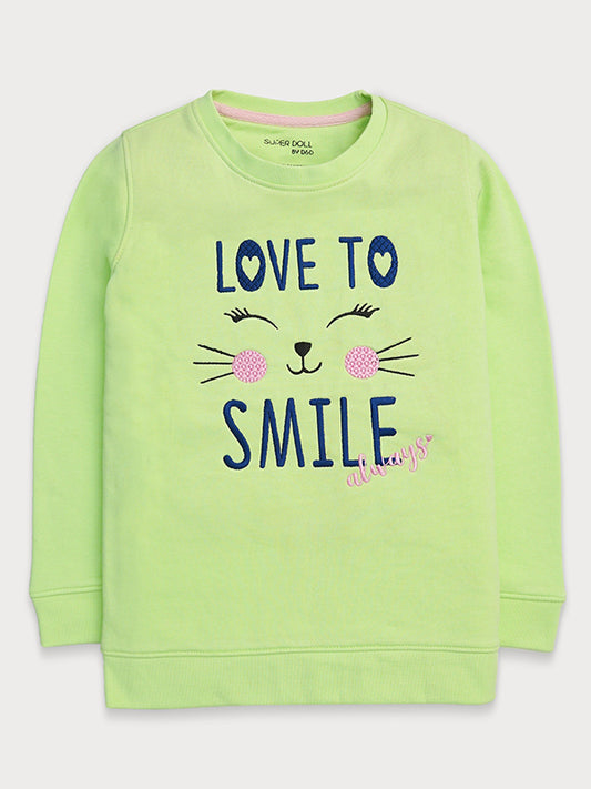 Love to Smile - Embroidered Wool Sweat Shirt