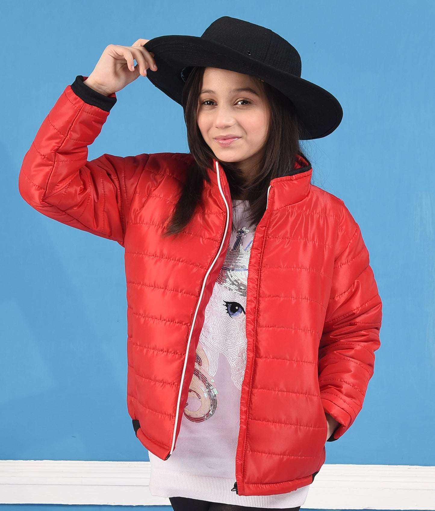 Red Full Sleeves Puffer Jacket