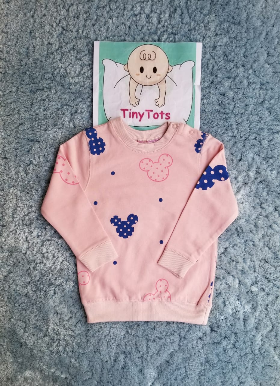 Infants Mini Mouse Overall Pink Sweat Shirt