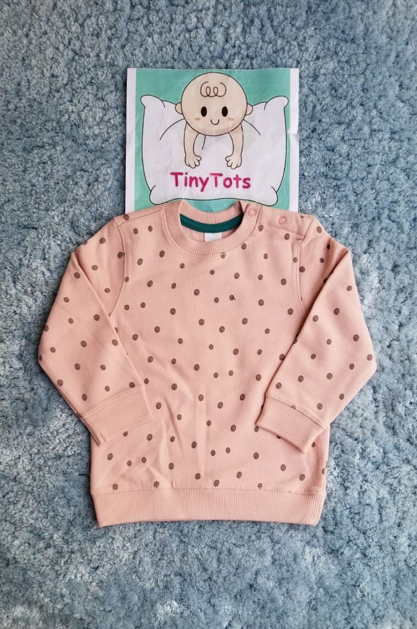 Polka Dot Pink Fleece Sweat Shirt