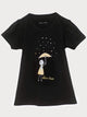 Star Rain Fluffy Sleeves Black Tee