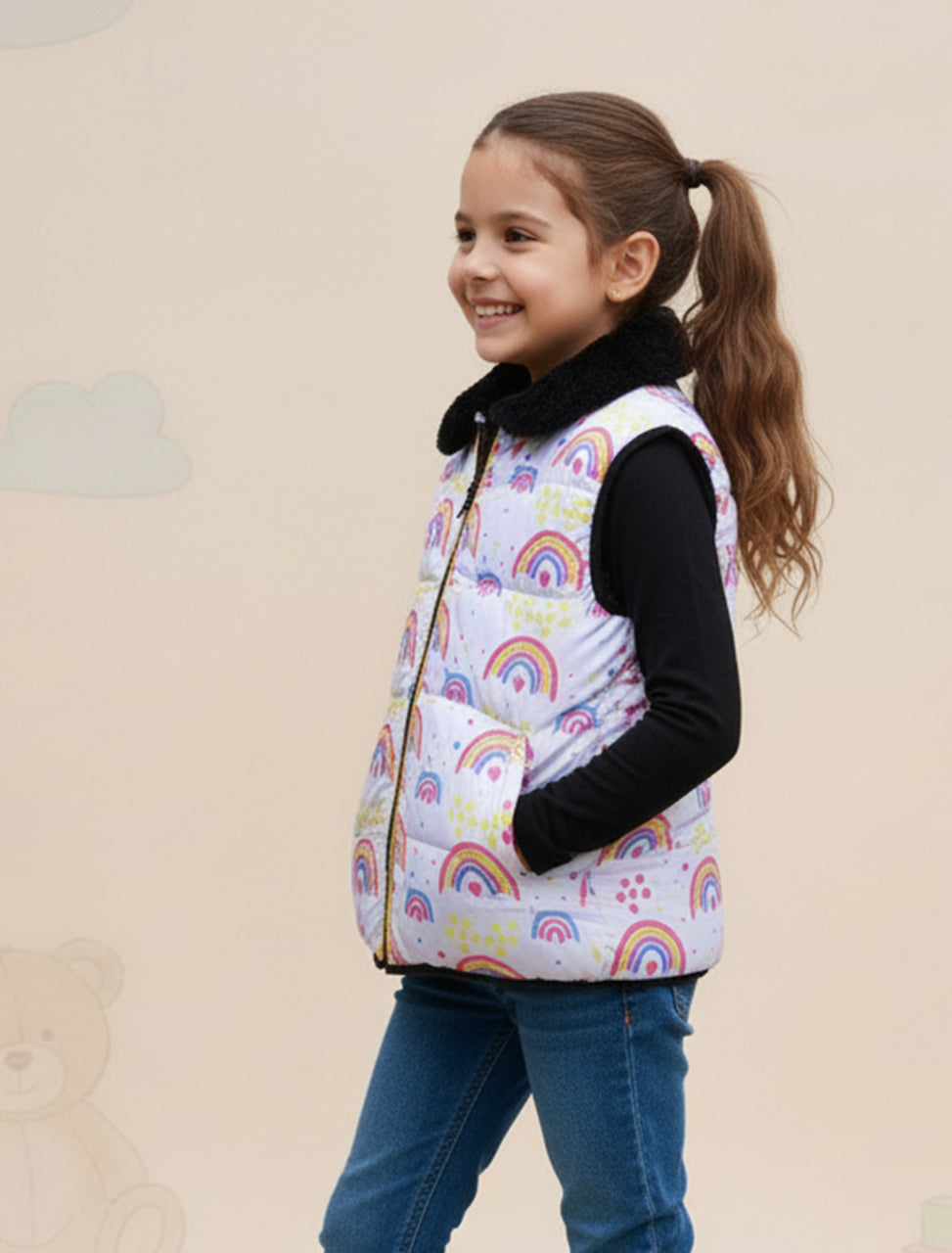Rainbow Quilted  Puffer Jacket