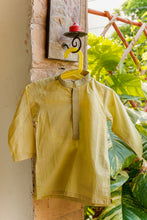 Load image into Gallery viewer, Boys Mustard Yellow Kurta Shalwar – Embroidered Collar
