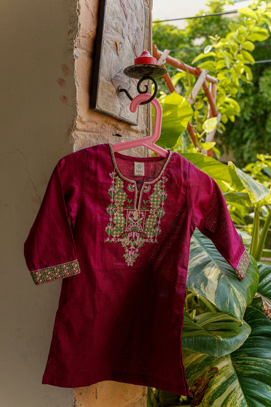 Embroidered Co-ord set - Maroon