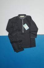 Load image into Gallery viewer, Boys Kurta Shalwar  Black - Embroidered Collar
