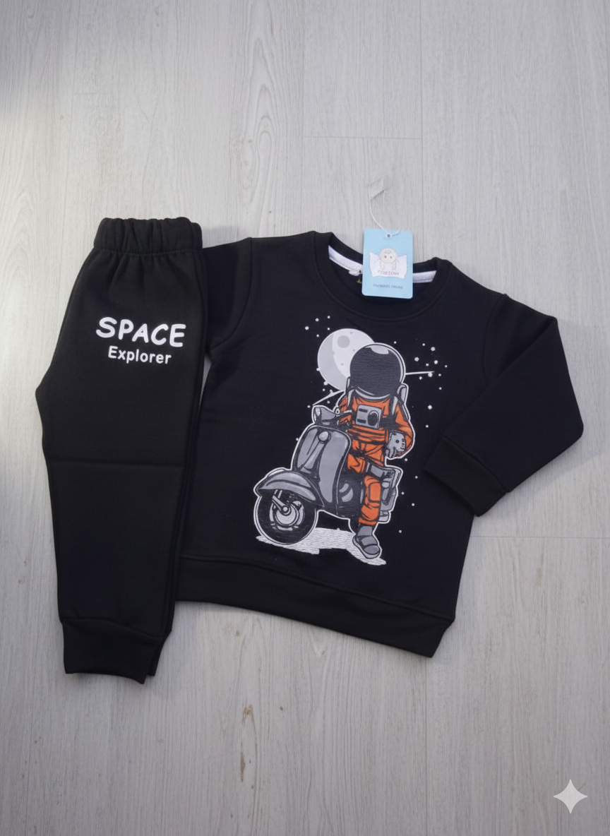 Space Explorer - Fleece Black Tracksuit