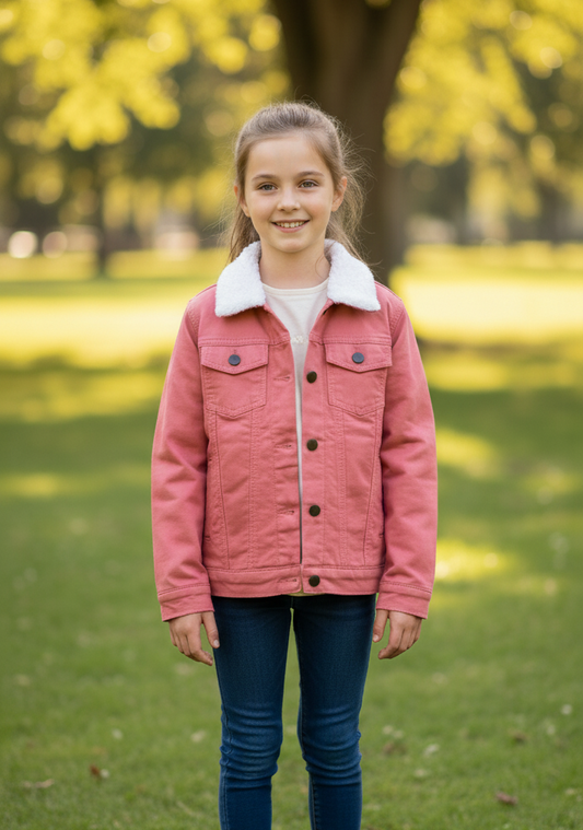 Blush Pink Twill Inner Furr Jacket