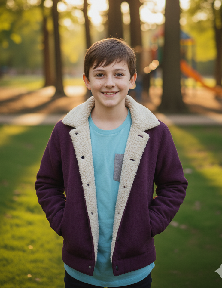 Violet corduroy Inner Furr jacket