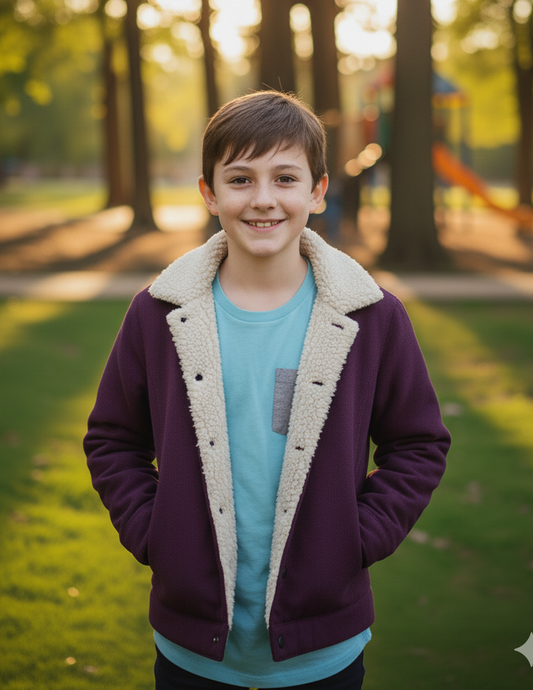 Violet corduroy Inner Furr jacket