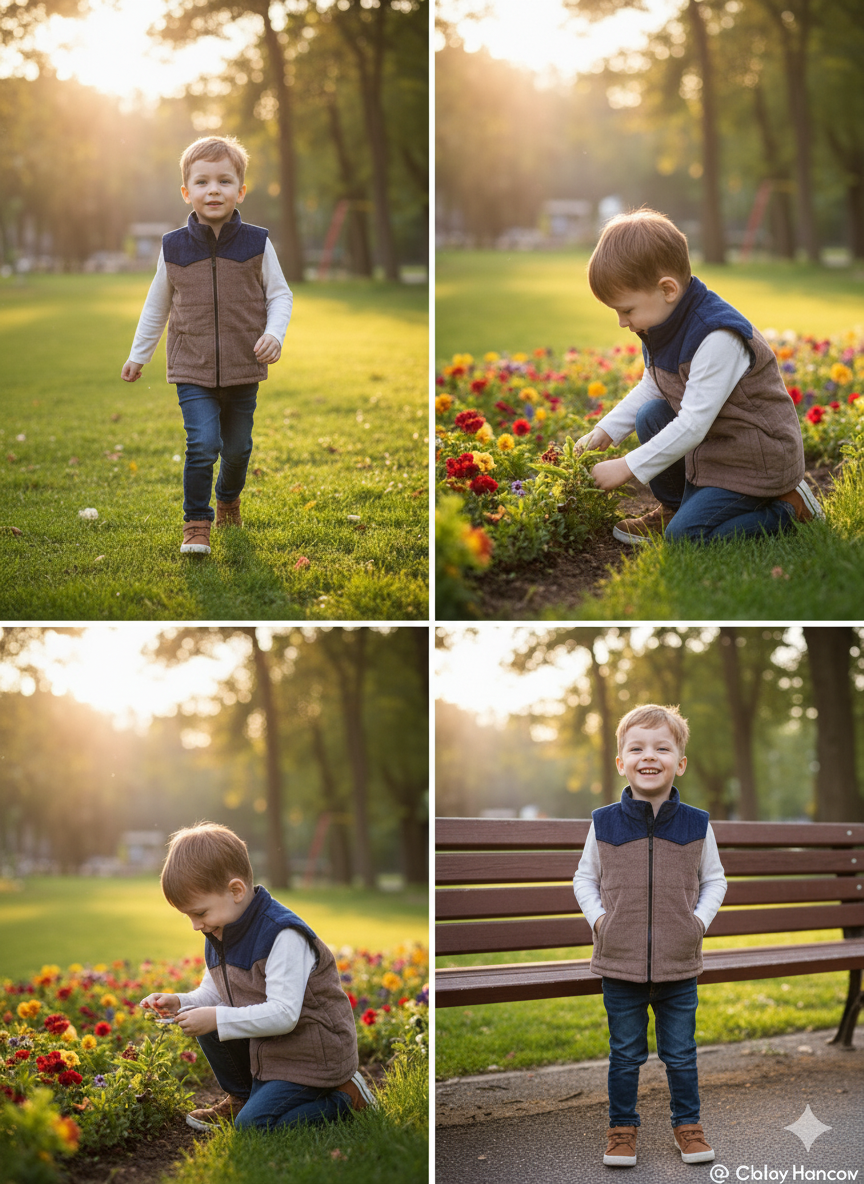 Beige & blue corduroy Quilted Sleeveless jacket