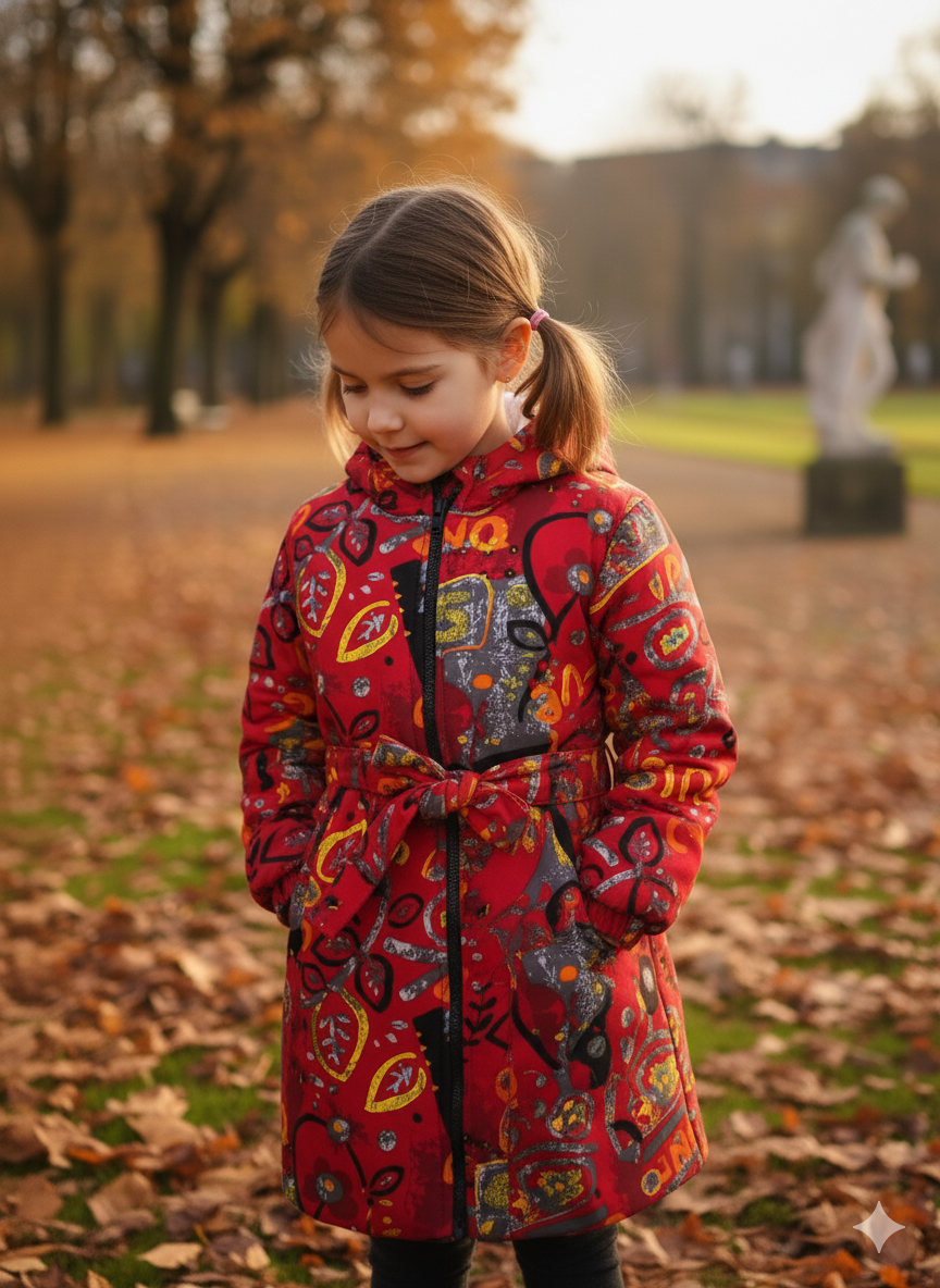 Printed Long Coat With Full Inner Furr