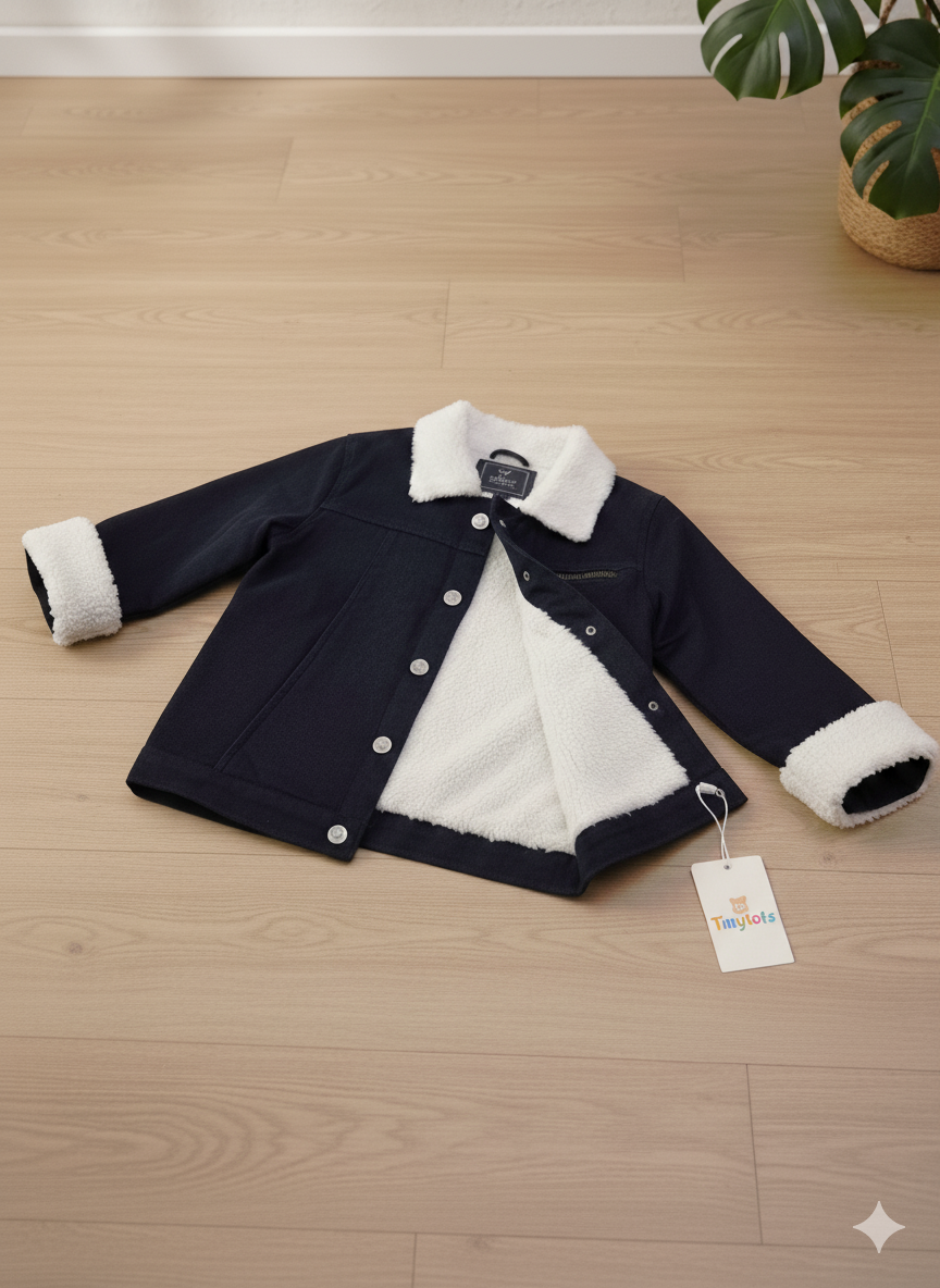 Royal Blue stretch Denim Inner Furr Jacket