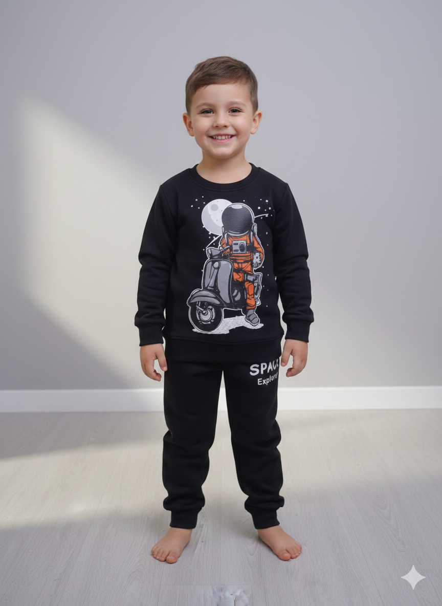 Space Explorer - Fleece Black Tracksuit