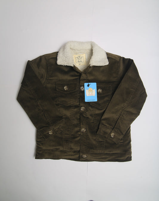 Corduroy inner fur jacket - Coffee Brown