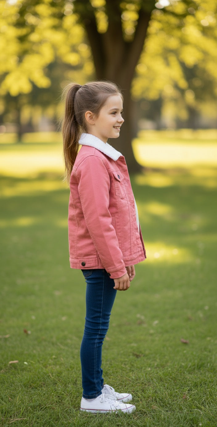 Blush Pink Twill Inner Furr Jacket